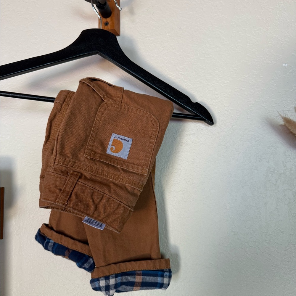 Boys Carhartt Brown flannel pants